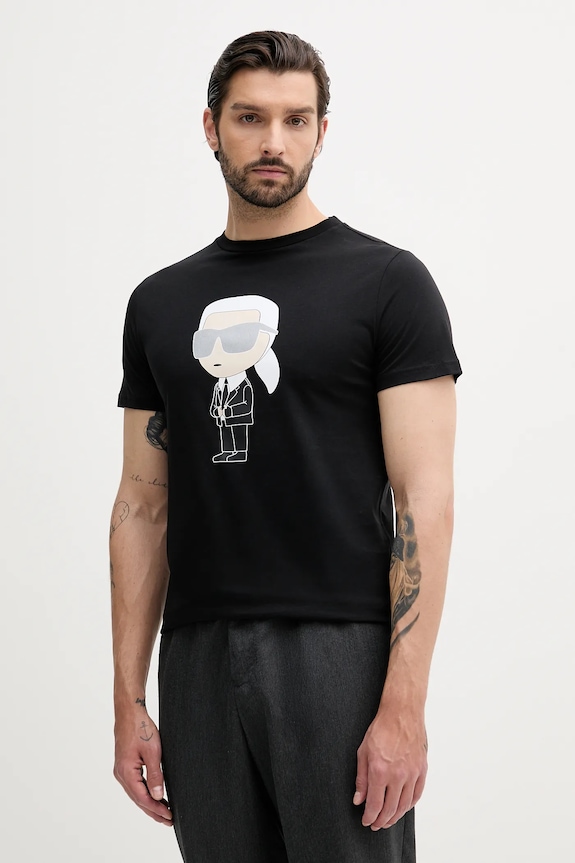 Karl Lagerfeld t-shirt bawełniany 500251.755071 nadruk czarny 500251.755071