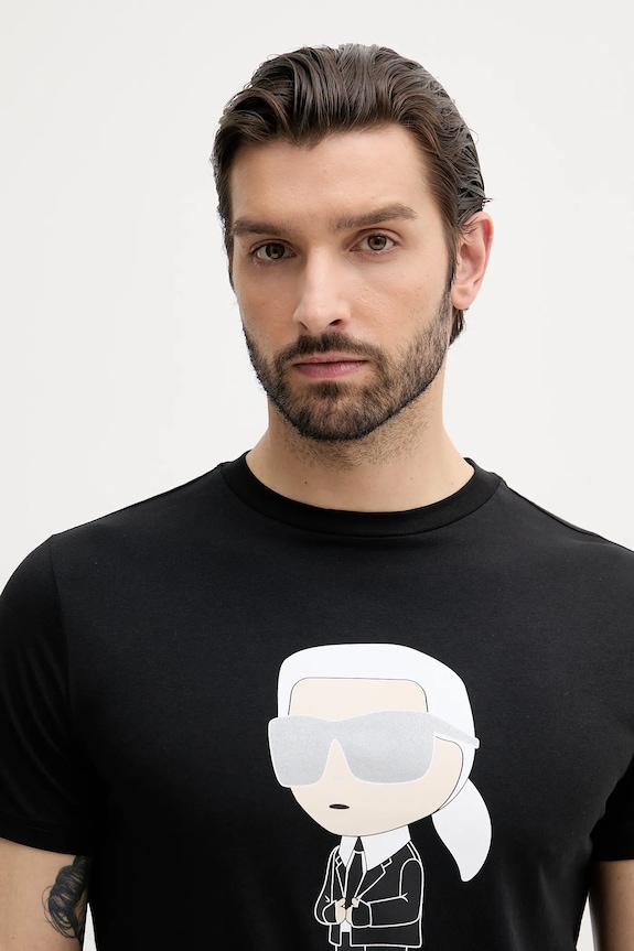 Karl Lagerfeld t-shirt bawełniany 500251.755071 czarny 500251.755071