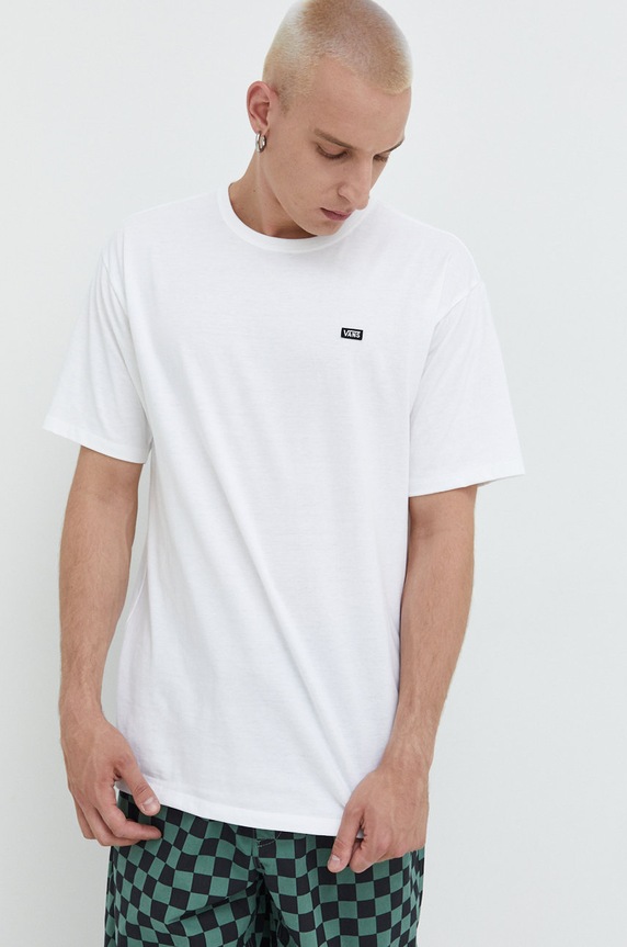 Pamučna majica Vans bez uzorka bijela VN0A49R7WHT1