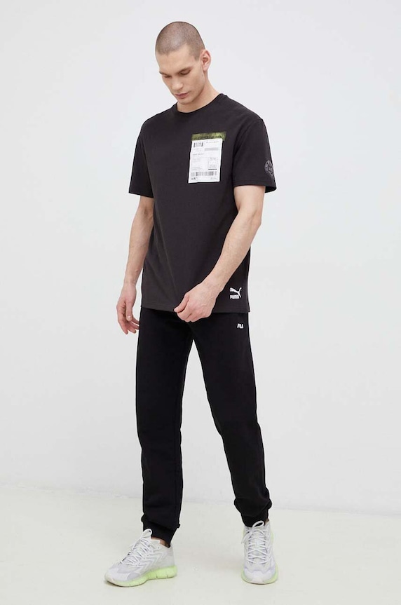 Βαμβακερό μπλουζάκι Puma 536315 μαύρο SS23
