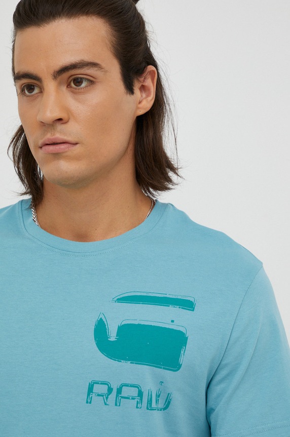 Odzież G-Star t-shirt bawełniany D22213.C506 turkusowy