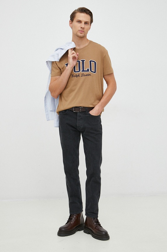 Polo Ralph Lauren t-shirt bawełniany 710878616006 brązowy AW22