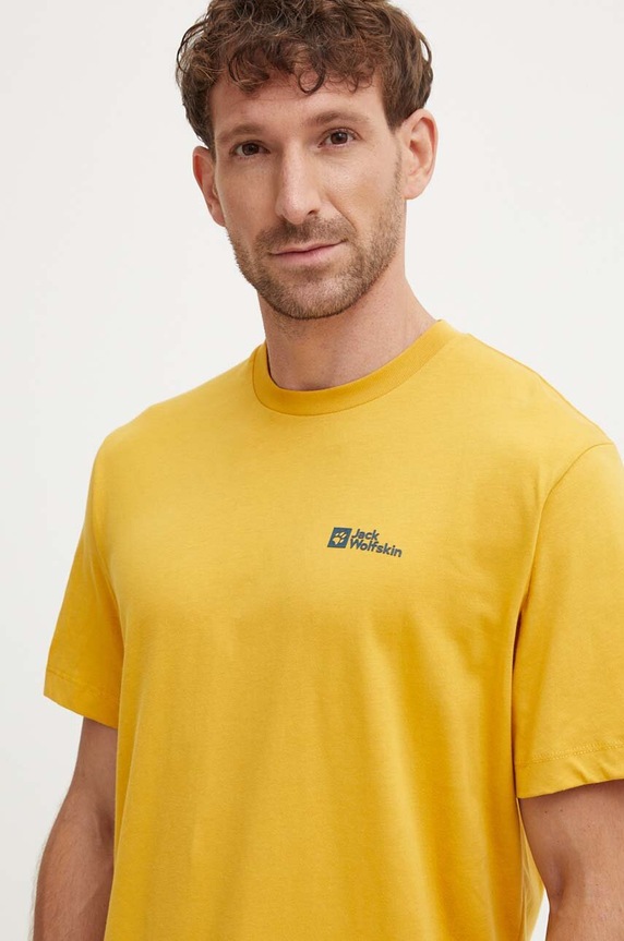Bavlnené tričko Jack Wolfskin Essential jednofarebný žltá 1808382