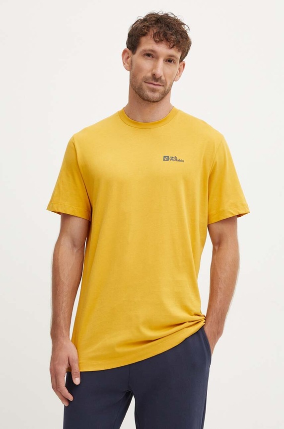 Bavlnené tričko Jack Wolfskin Essential žltá 1808382