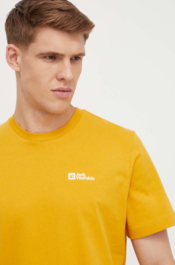 Bavlněné tričko Jack Wolfskin Essential žlutá 1808382