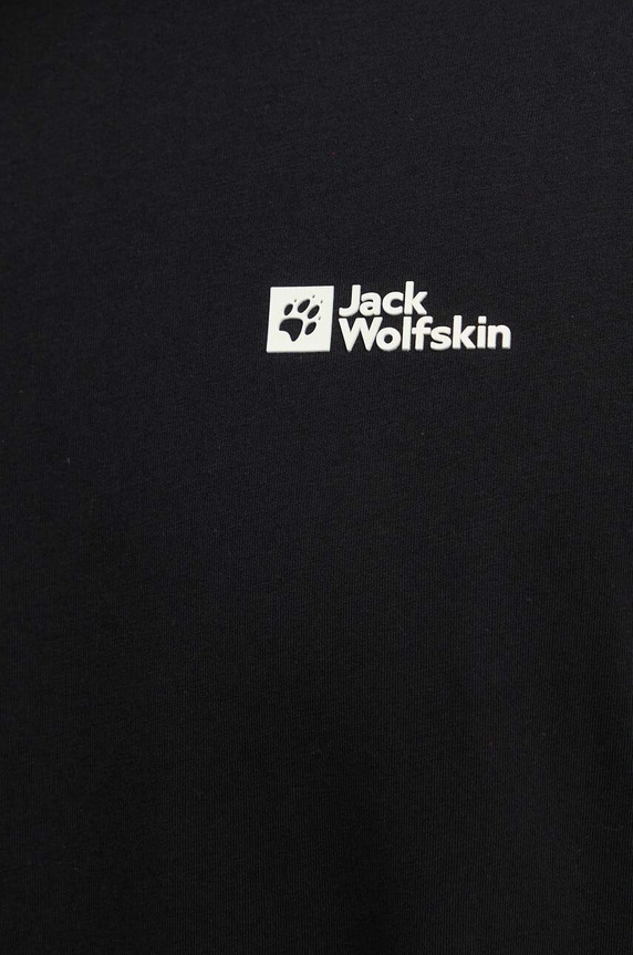 Βαμβακερό μπλουζάκι Jack Wolfskin Essential 1808382 μαύρο