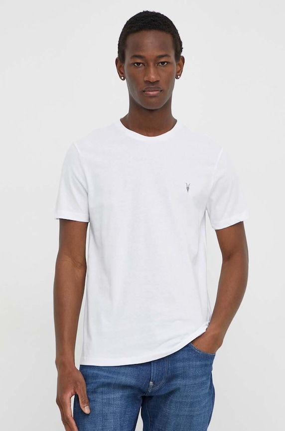 AllSaints tricou din bumbac BRACE SS CREW 3-pack uni albastru MD130M