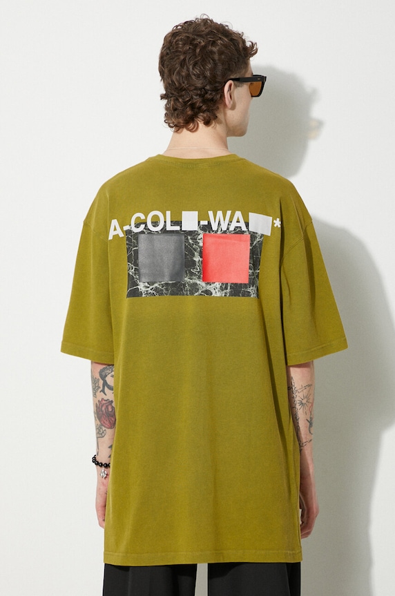A-COLD-WALL* t-shirt bawełniany wzorzyste zielony ACWMTS097