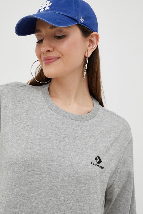 Βαμβακερό μπλουζάκι Converse γκρί 10023876.A05