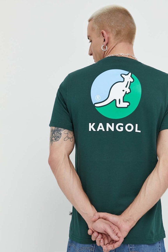 Bavlnené tričko Kangol KAF22UTS220 tyrkysová