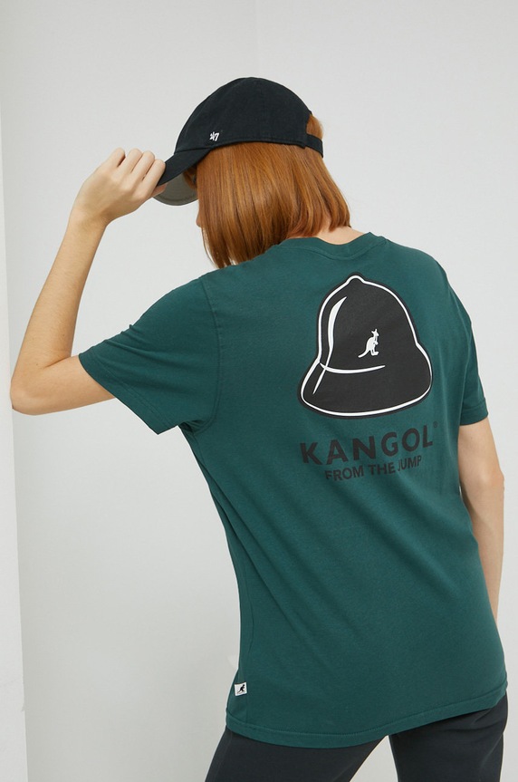 Bavlnené tričko Kangol tyrkysová KAF22UTS219