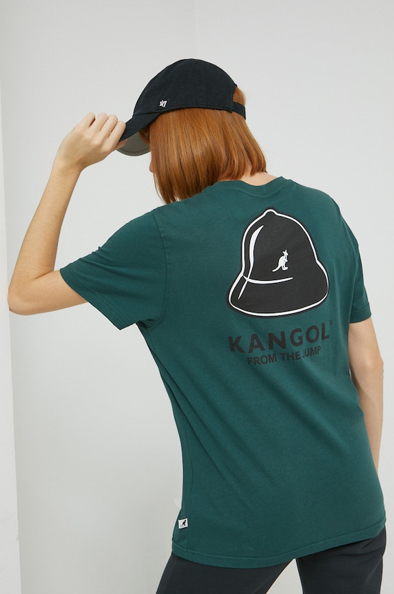 Bavlnené tričko Kangol tyrkysová KAF22UTS219