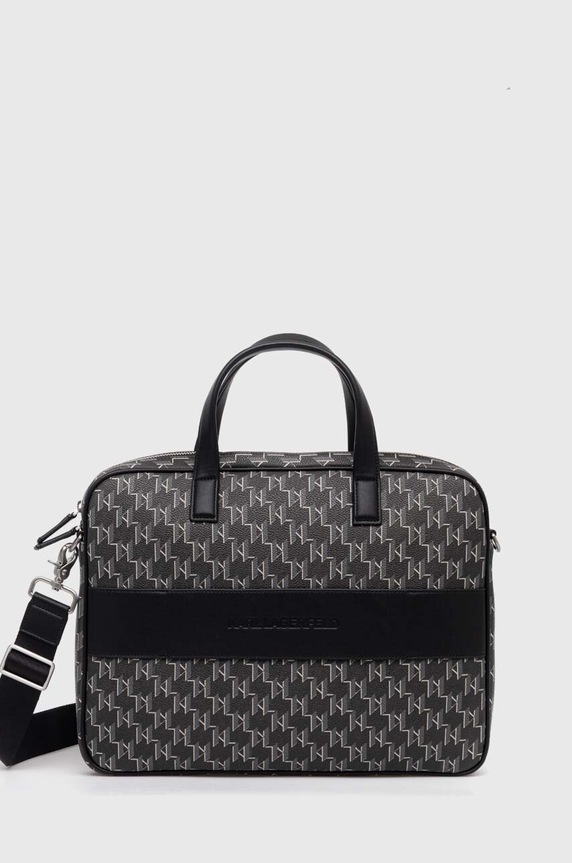 Karl Lagerfeld torba na laptopa skóra licowa czarny 235M3034