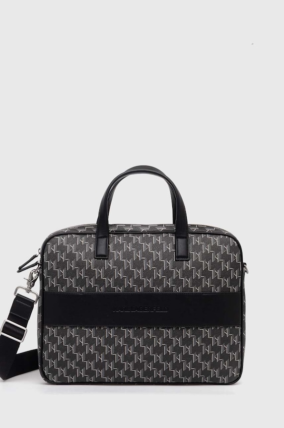 Karl Lagerfeld torba na laptopa skóra licowa czarny 235M3034