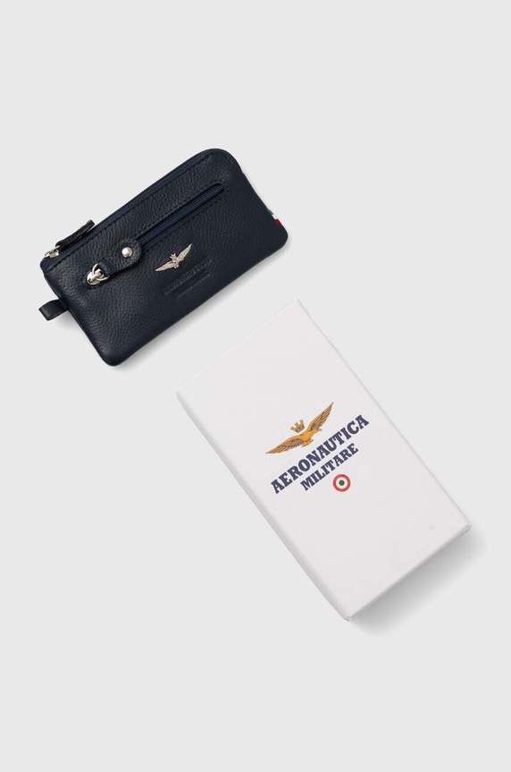 Accessori Aeronautica Militare portachiavi in pelle AM107 blu navy