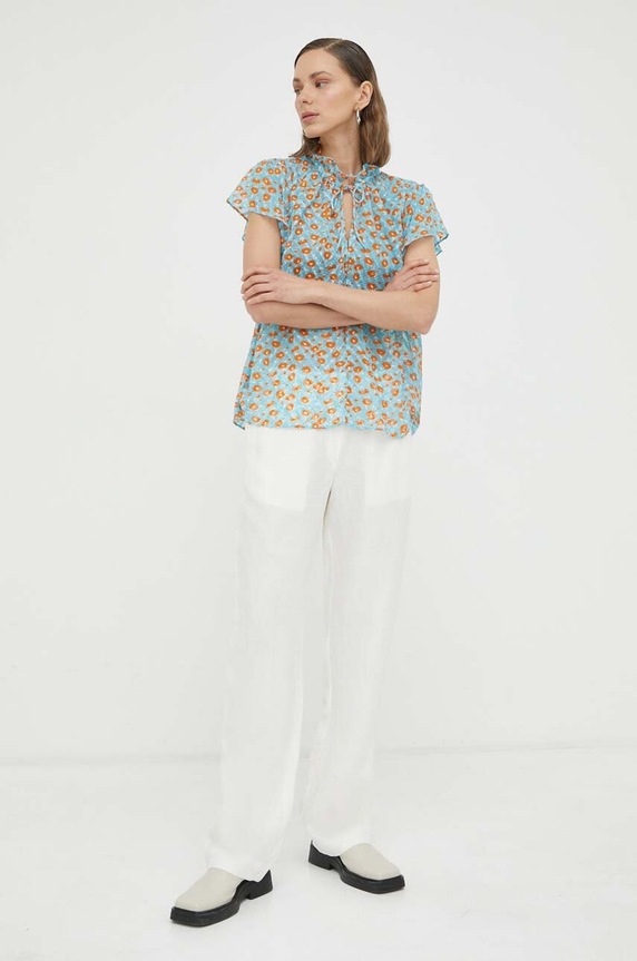 Majica Samsoe Samsoe F23200134 modra AW23