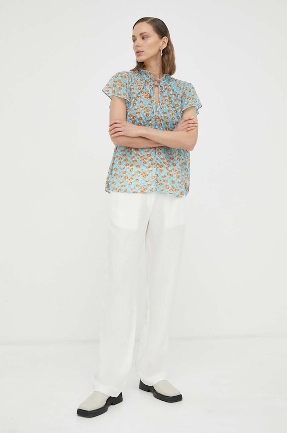 Samsoe Samsoe bluzka F23200134 niebieski AW23