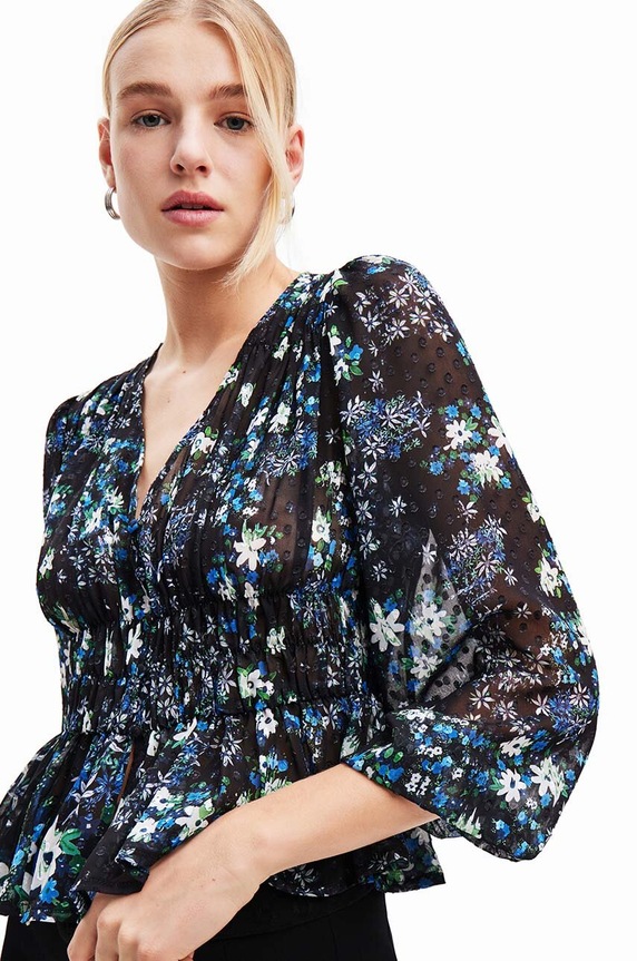 Abbigliamento Desigual camicetta 23WWBW06 WOMAN WOVEN BLOUSE LONG SLEEVE 23WWBW06 blu navy