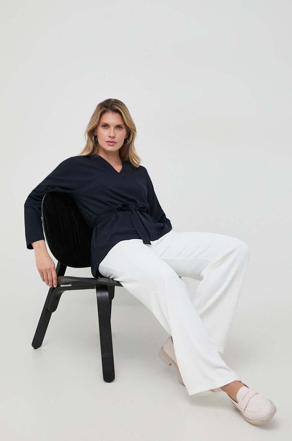 Max Mara Leisure bluza 2339461536600 bleumarin AW23