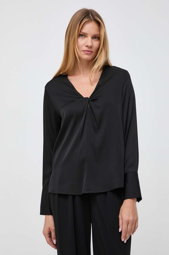 BOSS bluzka jedwabna regular czarny 50499749