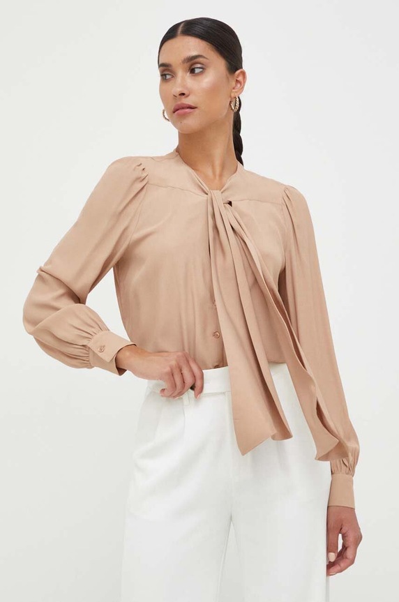 Pinko selyem keverék póló selyemszállal bézs 102168.8889