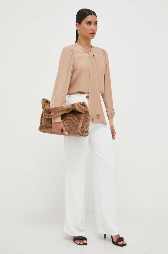 Pinko selyem keverék póló 102168.8889 bézs AW23