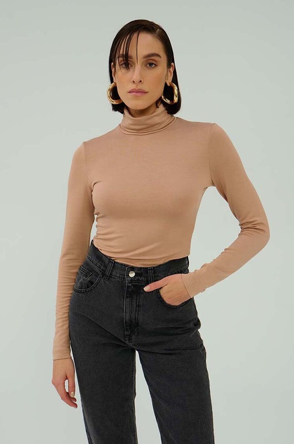 Saint Body bluzka z elastanem brązowy SB.504