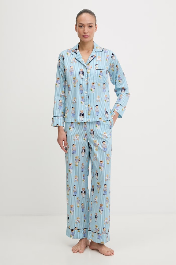 Polo Ralph Lauren pižama ženska bombažna modra 4P8046