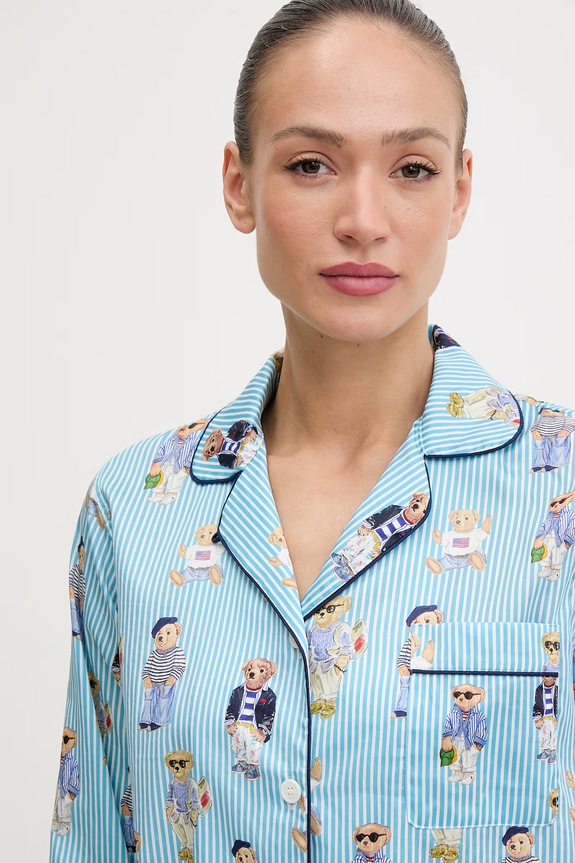 Oblačila Polo Ralph Lauren pižama ženska bombažna 4P8046 modra