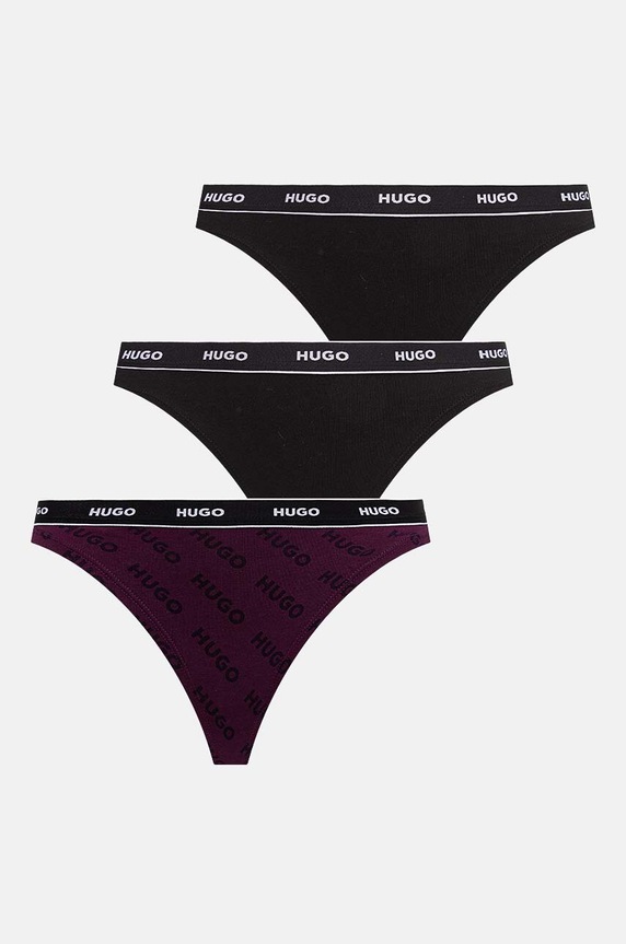 HUGO stringi 3-pack wzorzyste czarny 50495870