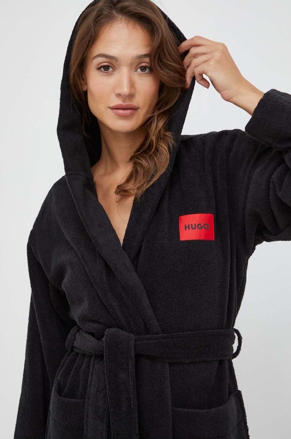 HUGO halat TERRY_HOODED GOWN negru 50502744