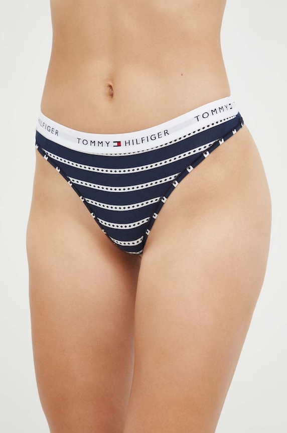 Tommy Hilfiger tanga mintás sötétkék UW0UW04547