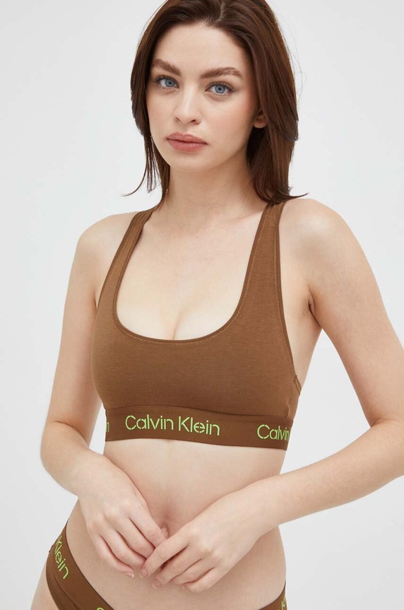 Σουτιέν Calvin Klein Underwear πλεκτό ύφασμα καφέ 000QF7454E