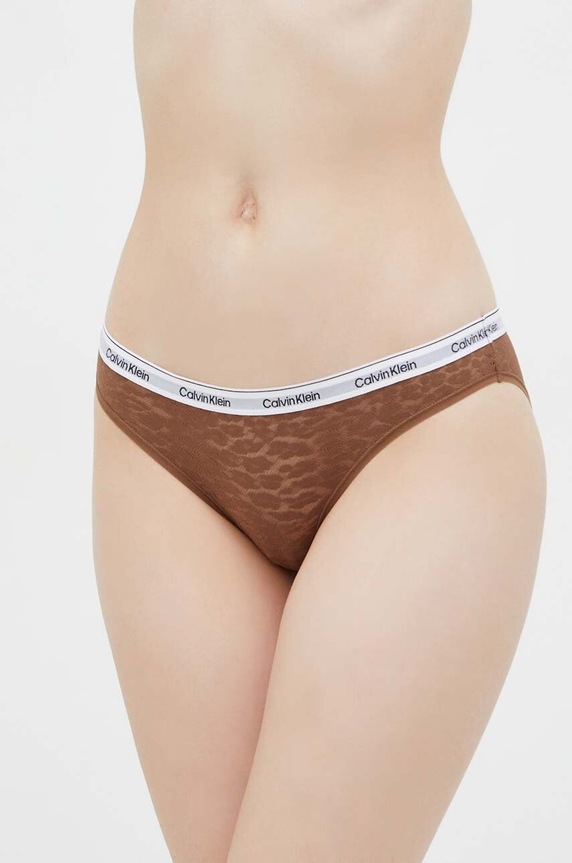 Kalhotky Calvin Klein Underwear potisk hnědá 000QD5050E