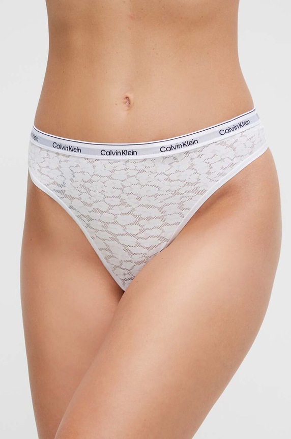 Calvin Klein Underwear stringi nadruk biały 000QD5051E