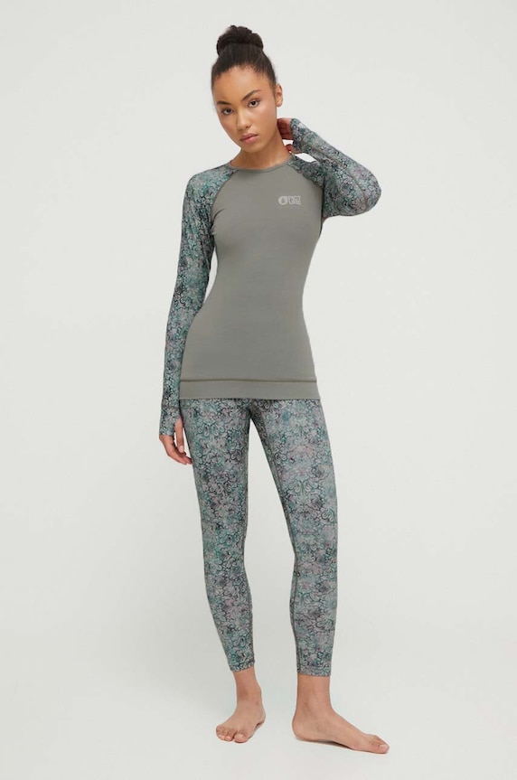 Picture longsleeve funkcyjny Milita Printed sporty zimowe zielony WTS500