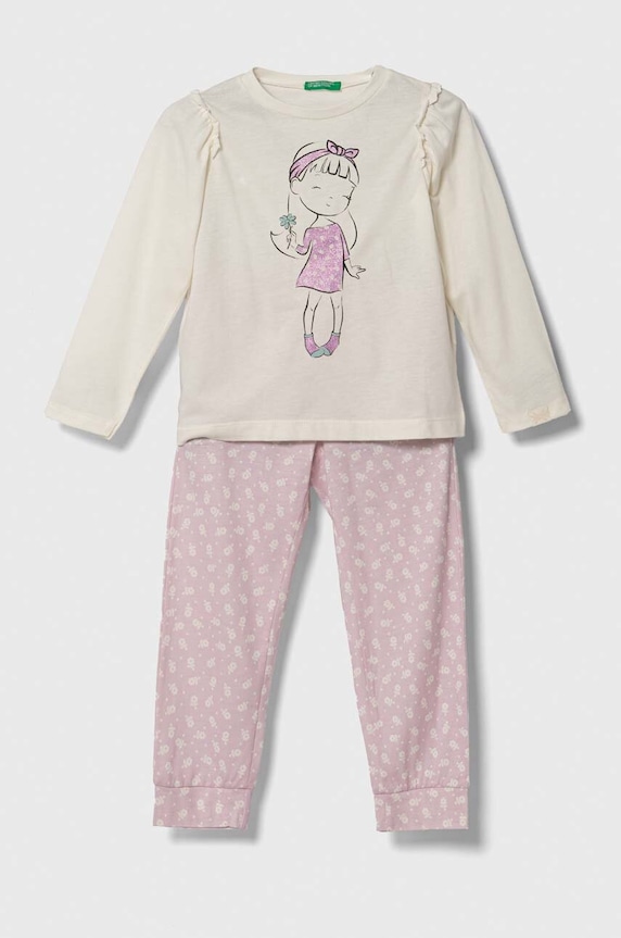 Παιδική πιτζάμα United Colors of Benetton εμπριμέ μπεζ 3Y5E0P04U.G.SEASONAL