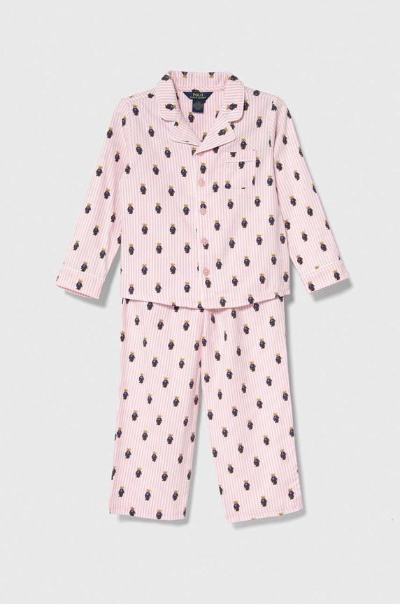 Dječja pamučna pidžama Polo Ralph Lauren komplet roza 4P0143