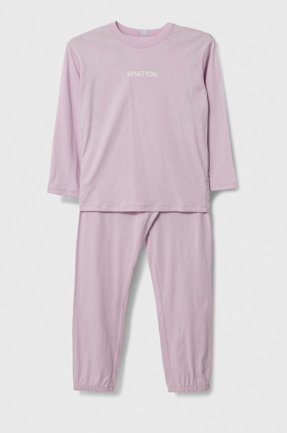 Dětské bavlněné pyžamo United Colors of Benetton potisk růžová 30960P05B.G.SEASONAL