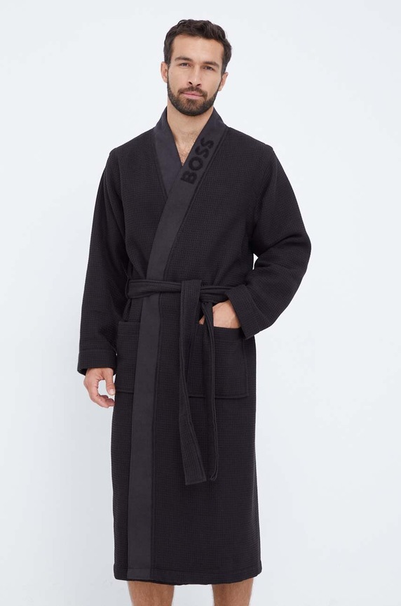 BOSS szlafrok Waffle Kimono 50469787 czarny AW25