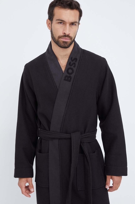 BOSS szlafrok Waffle Kimono czarny 50469787