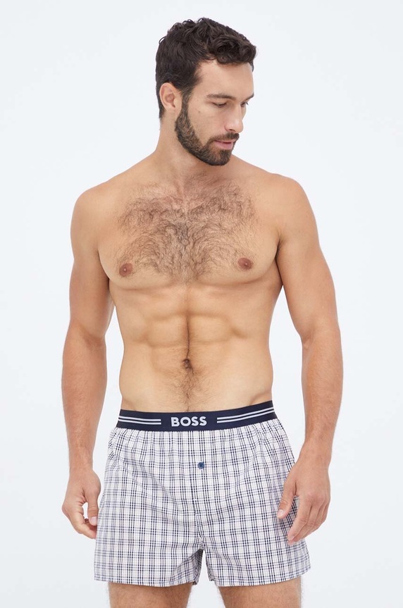 BOSS boxeri de bumbac 3-pack 3P Woven Boxer 50480034 bleumarin AW25