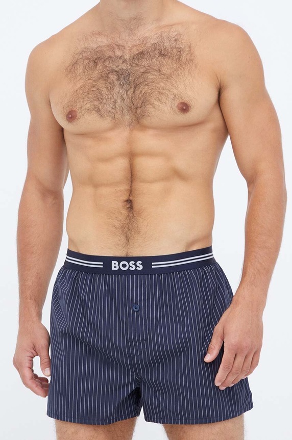 Îmbrăcăminte BOSS boxeri de bumbac 3-pack 3P Woven Boxer 50480034 bleumarin