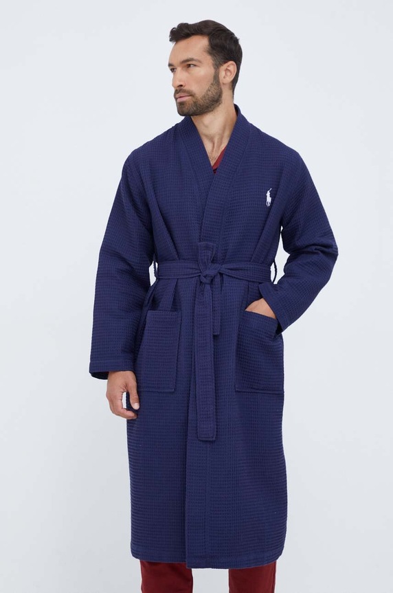 Polo Ralph Lauren accappatoio in cotone tessuto blu navy 714910651