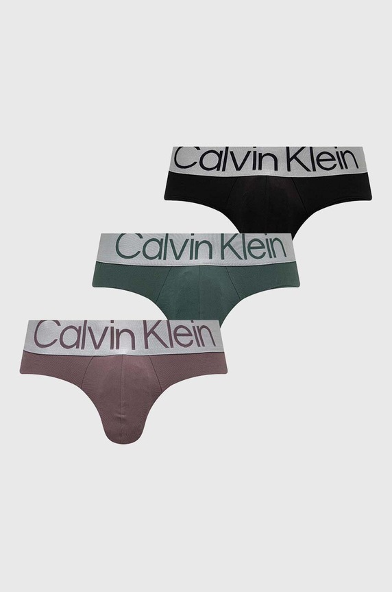 Calvin Klein Underwear slipy 3-pack dzianina zielony 000NB3073A
