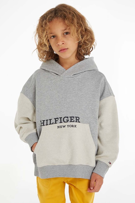 Παιδική βαμβακερή μπλούζα Tommy Hilfiger βαμβάκι γκρί KB0KB08298.128.176.9BYX