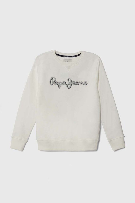 Детски суичър Pepe Jeans без качулка бял PB581532