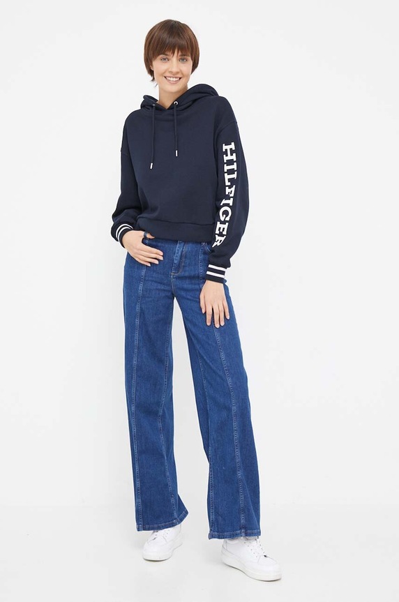 Tommy Hilfiger bluza bawełniana WW0WW39140 granatowy AW23