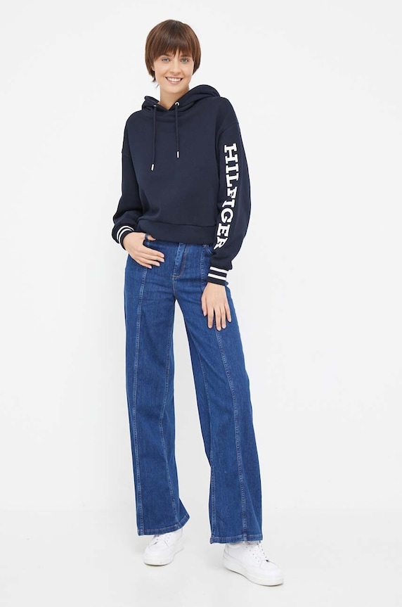 Tommy Hilfiger bluza bawełniana WW0WW39140 granatowy AW23