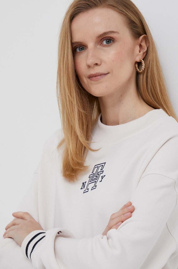 Tommy Hilfiger bluza bawełniana beżowy WW0WW39369